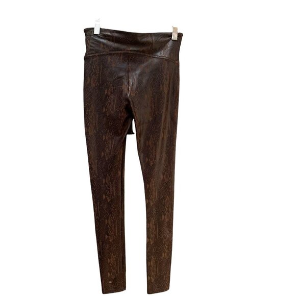 Spanx Faux Leather Snakeskin Print Leggings Compression Booty Lift High Waist SM - Picture 4 of 7